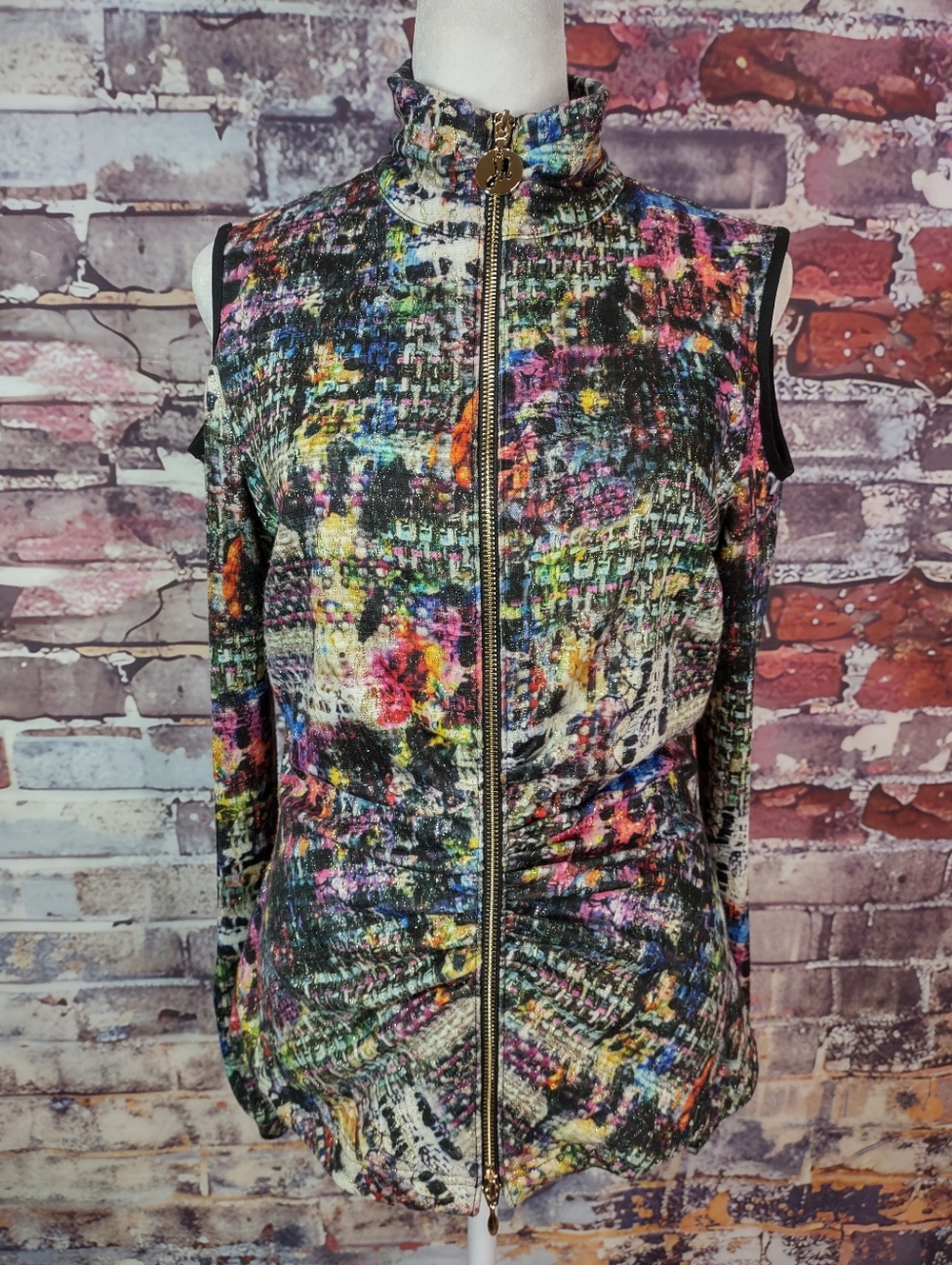 Joseph Ribkoff Cold Shoulder Zip Front Top/Jacket
